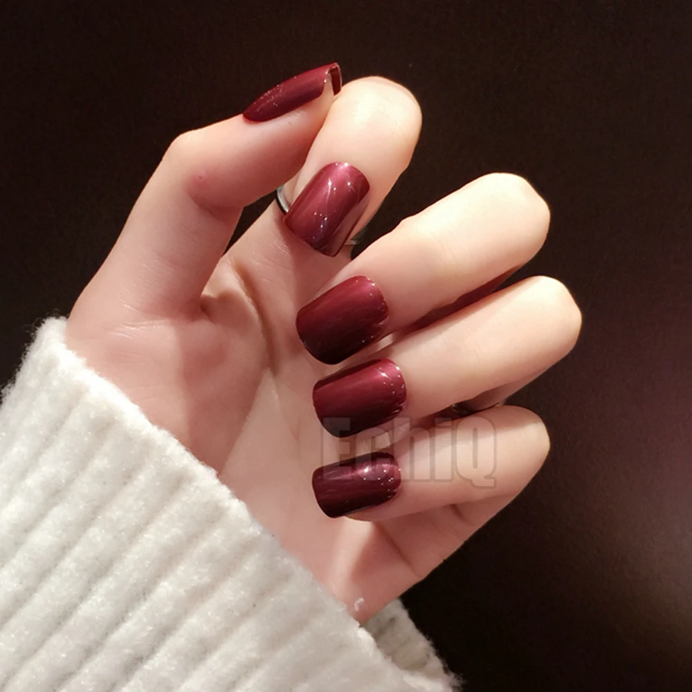 Red Wine False Nails Tips Solid Color Square Full Cover Gel Nail Tips  Artificial False Fake Nails Diy Salon - Buy Uv Fake Nails,Red Uv Finger  Nails,Press On Nails Product on Alibaba.com