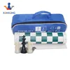 Standard Vinyl Roll-up in GREEN Chess & Checkers Mat Game Set with Blue Bag
