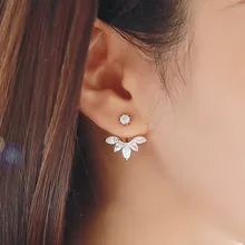 2015 Fashion Earing Big Crystal Rose Gold Silver Ear Jackets Jewelry High Quality Stud Earrings For Women