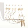 High Quality Zinc Alloy Star Heart Shaped Pineapple Leaf Small Hoop 9 Pairs Earring Set