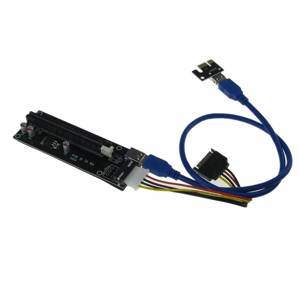 JIUWU USB 3.0 PCI-E 1x to 16x Powered Extender Riser Adapter Card With SATA Cable
