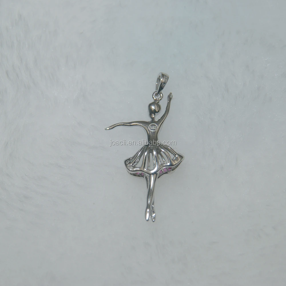Joacii Ballet Girl Jewelry Pendant Sterling Silver Crystal Necklace Pendant