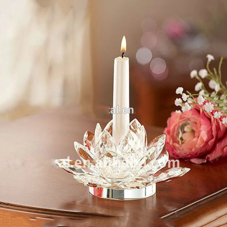 product lotus flower shape wedding crystal candle holder wholesale-26