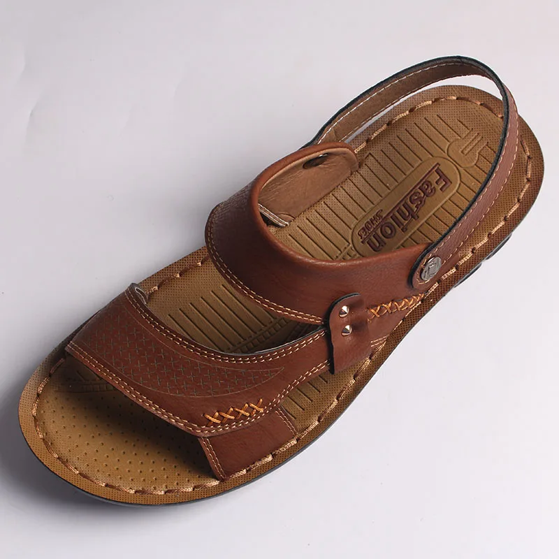 Customized High Quality PU Leather sandal for men wholesale