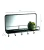 Metal entry wall mirror shelf with hooks