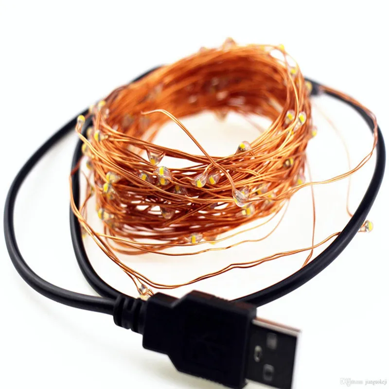 USB powered copper silver 5m 50led seed fairy lights