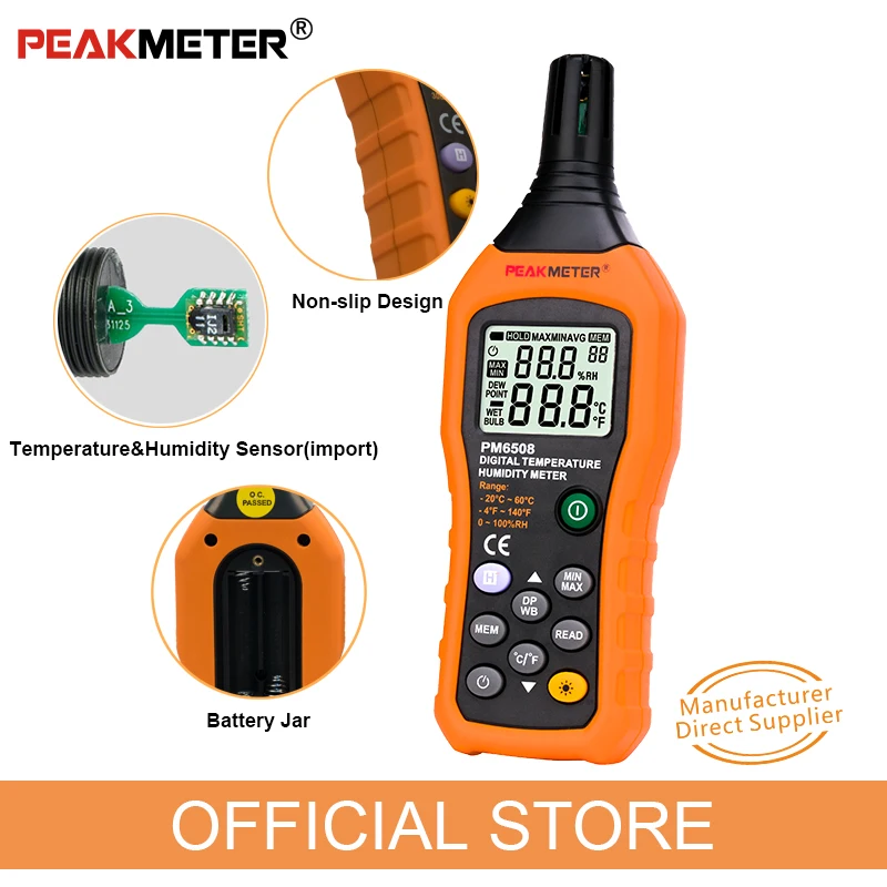 Pm6508 Digital Thermohygrometer For Incubator Anymetre Thermometer
