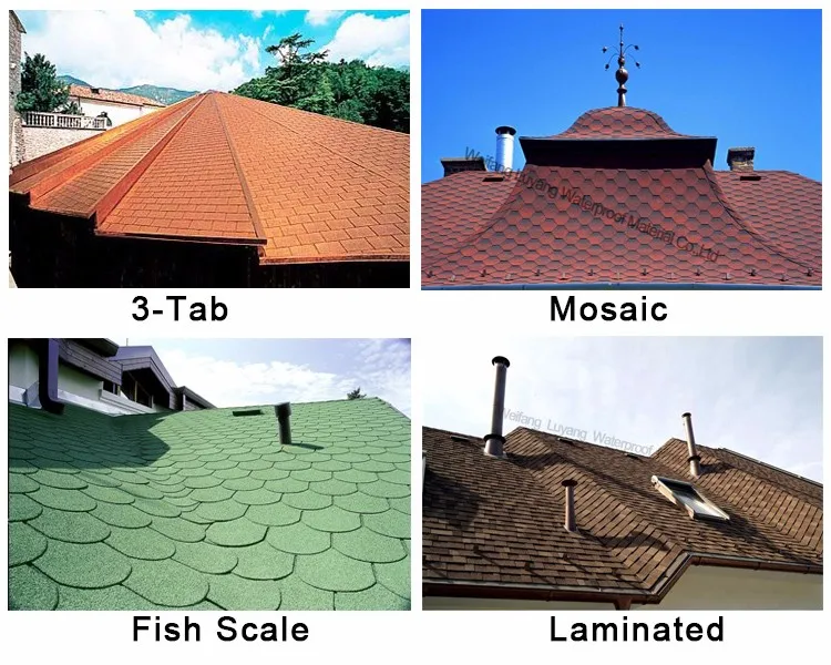 Fiberglass Modified Bitumen Roofing Tile Colorful Asphalt Shingle