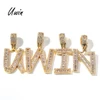 UWIN Iced Out Zircon Old English Letter Baguette Initial Letters Pendant Custom Name Charm Jewelry