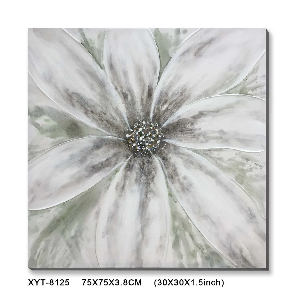 High Quality New Design Grey Flower Oil Painting Handpainted Stretched ...