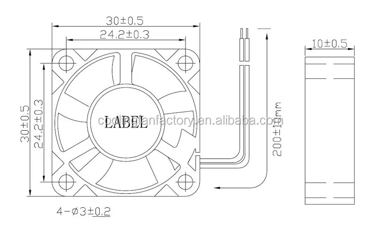 Brushless Axial Fan, 3010, 30x30x10mm, 5V, 12V - detail 2