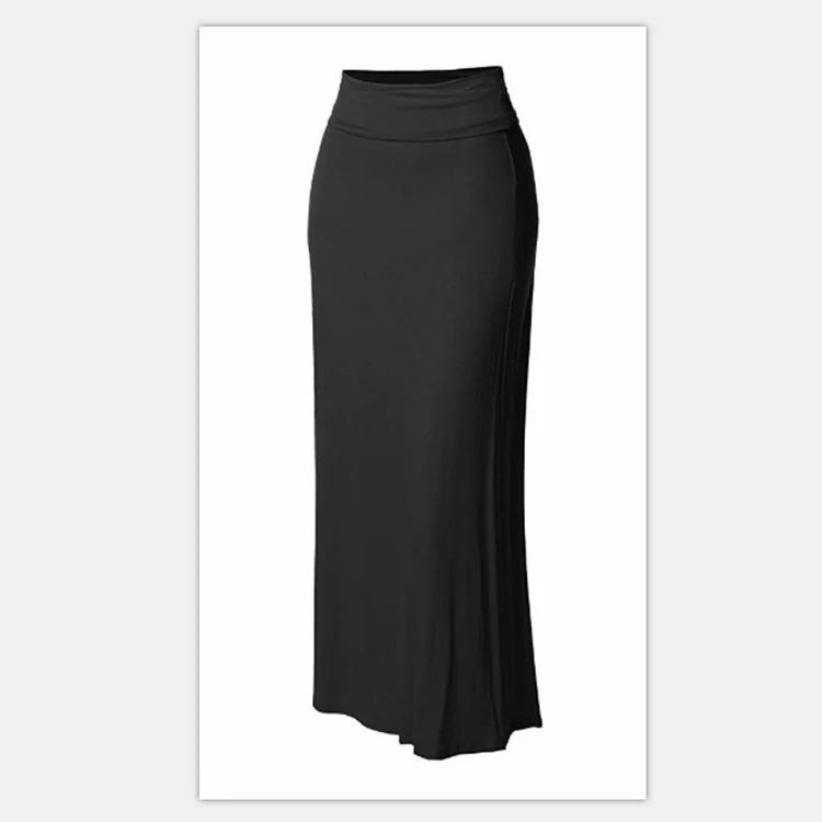 Wholesale Long Skirts 100% Polyester Women Solid Color Patchwork Skirt ...