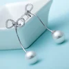 Cubic Zirconia Butterfly Bowknot Jewelry Stud Round CZ Pearl Drop Earrings