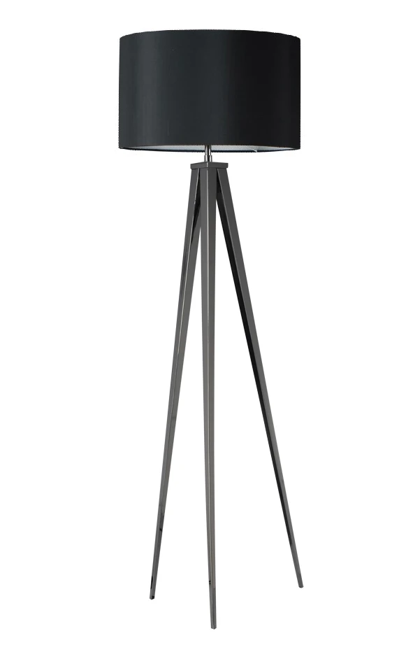 High Quality Black Finish Metal Tripod Base Table Lamp With Fabric