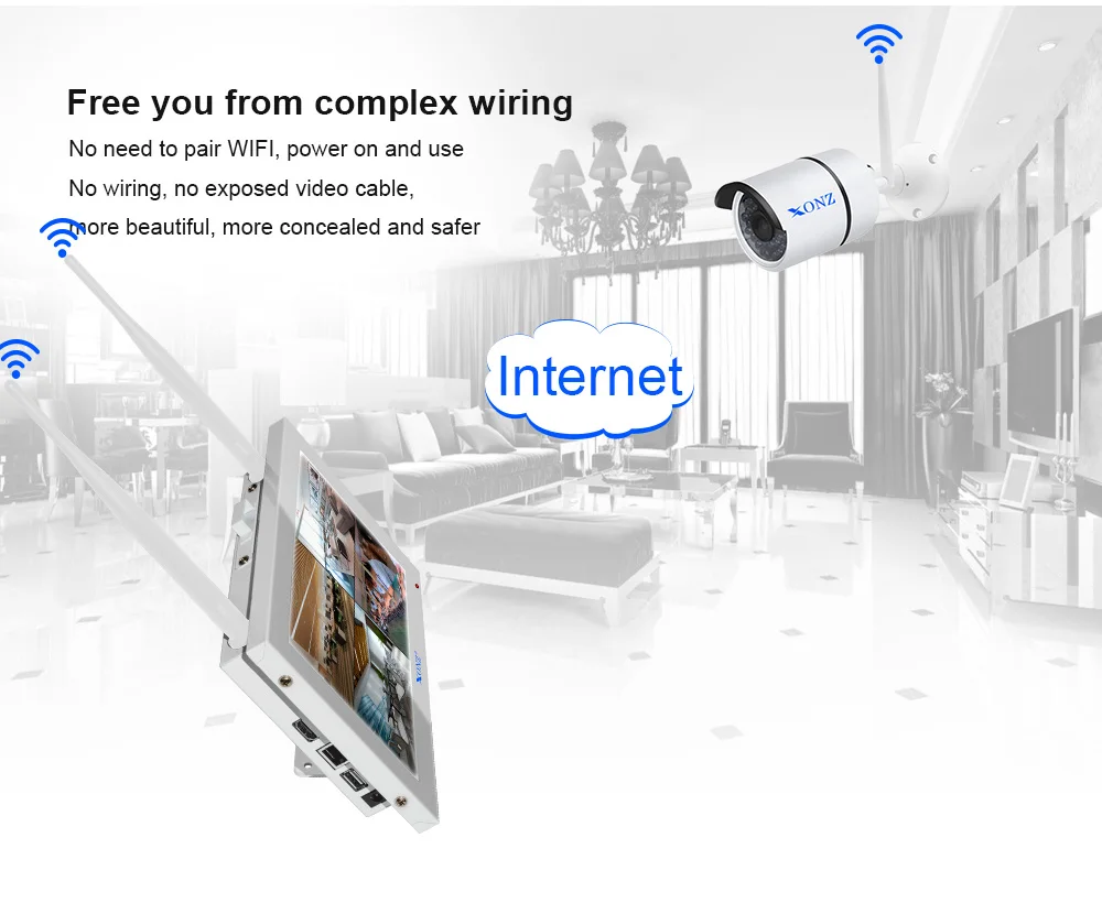 Plug And Play Security Cctv System Wireless Nvr Kit With Lcd Screen