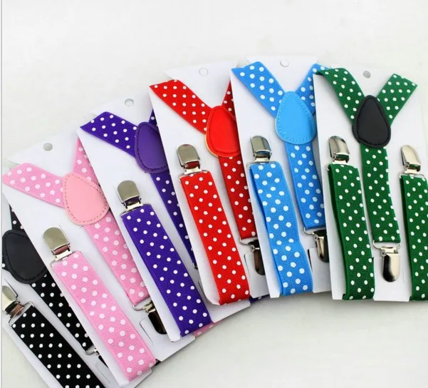 2016 new Baby girls Suspenders kids boys 3 Clip On Print dot Suspenders fashion elastic adjustable