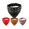 Large triangle scarf pet collar rivet dog collar double canvas anti-break PU dog chain