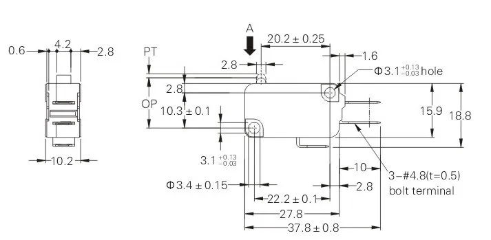 RV-16-1C25 Miniature high temperature micro switch, View high ...