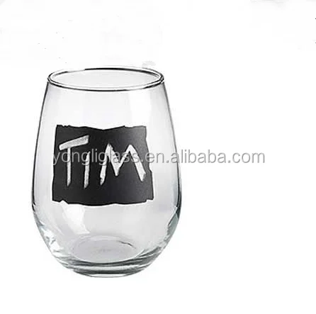Chalkboard stemless glass ,stemless wine glass with chalkboard side