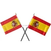 Spain Espana National Flag Polyester Hand Waving Flags With Plastic Flagpoles For Fans