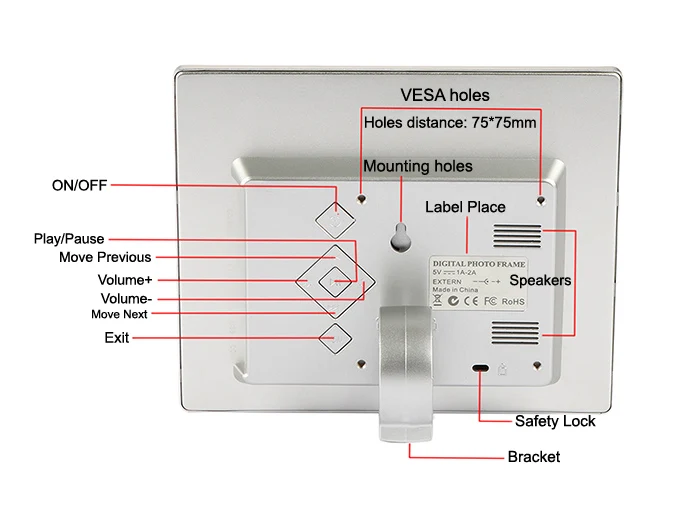 8 Inch Digital Electronic Foto Frame Aluminium Framed Loop Video Player