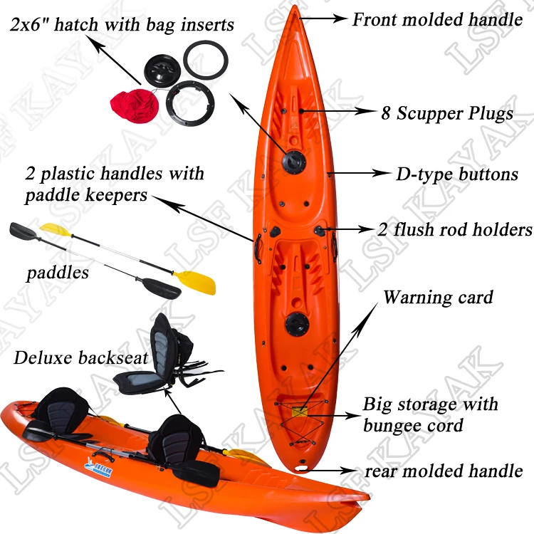 Factory Price Customized Ldpe 2 Person Fishing Kayak Boats With Paddles