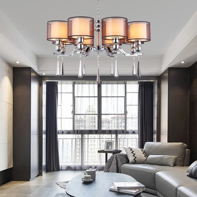 Decorate Contemporary 6 8 heads lights ceiling crystal hotel chandelier pendant for living room