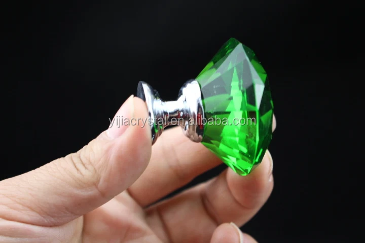 40mm Diamante Verde Perillas De Cristal Al Por Mayor De Cristal De
