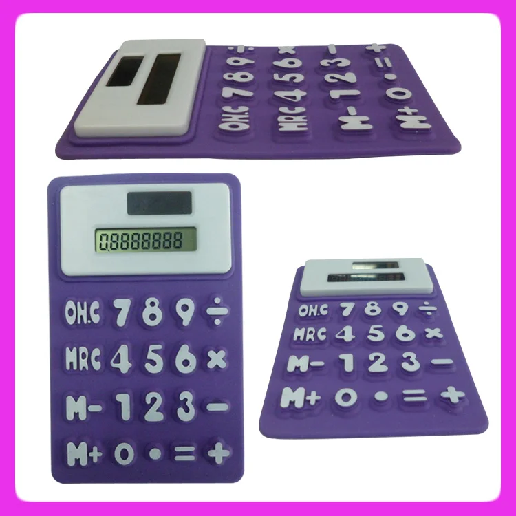 Hotsale Promotional Gift Dual Power Silicone Calculator,Flexible Rubber