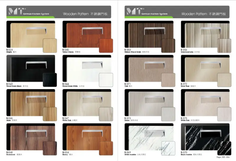 Silver Pear Color Wood Pattern Stainless Steel 304 Kitchen Cabinet