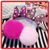 Diamonds rhinestone bowknot Rabbit tail Hair Fur Ball flash of light phone case for iphone 6 6s plus