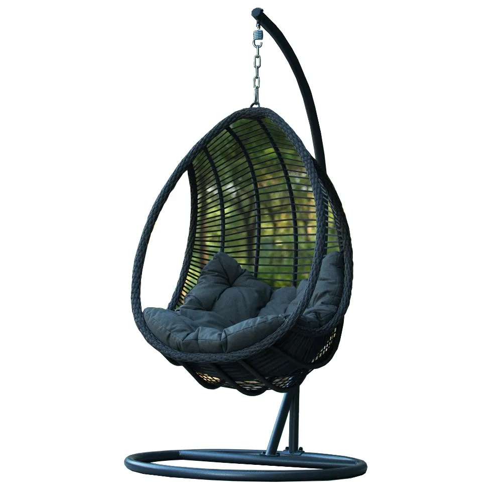 Egg Shape Indoor & Outdoor Rattan Cocoon Hanging Swing Chair With Stand