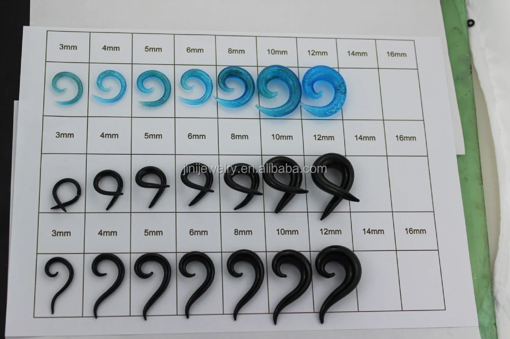 Pyrex Glass Ear Spiral Gauges Piercing Buy Pyrex Glass Ear Spiral