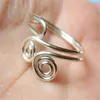 Sterling Silver Spiral Toe Wire Wrapped Adjustable Ring