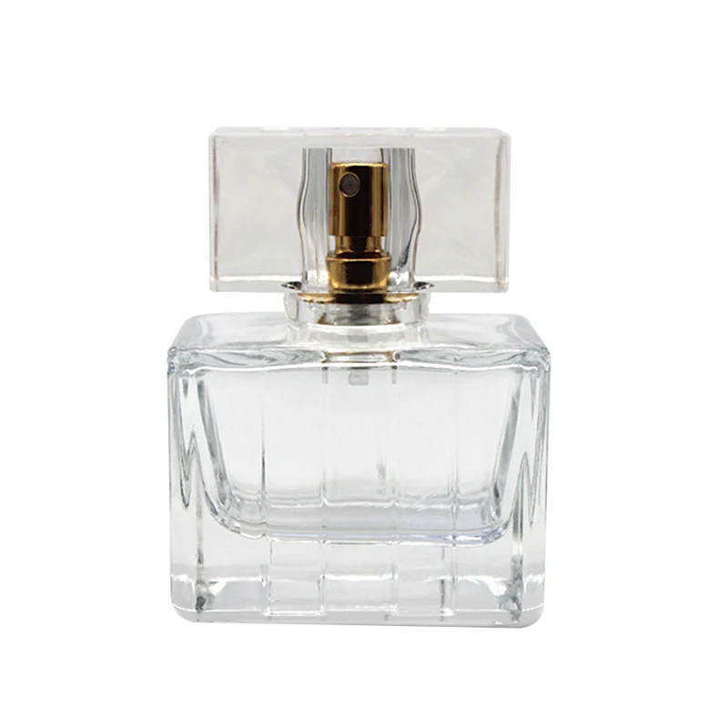 Black square cut perfume glass bottle 100ml with black cap