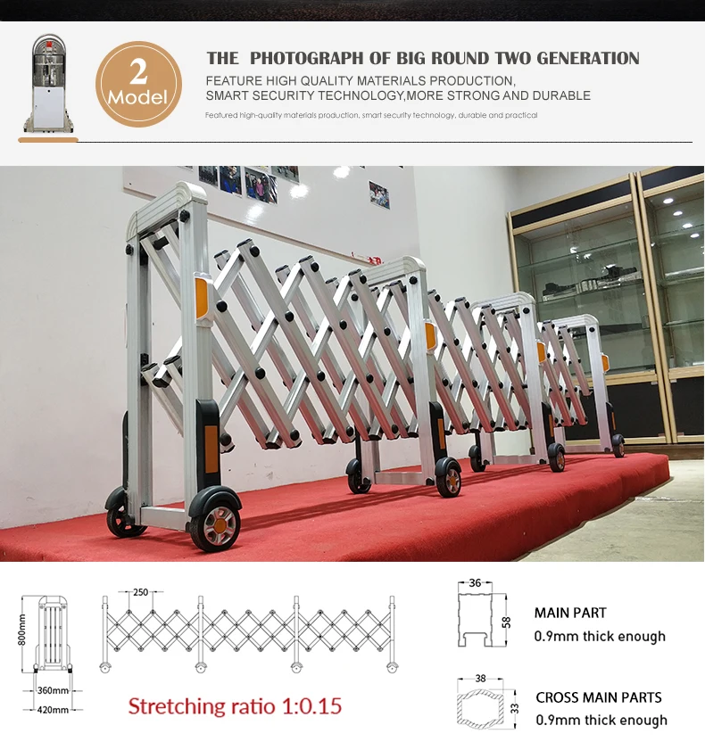 Innovative design Alumninu alloy road accordion barrier for Akordiyon bariyer