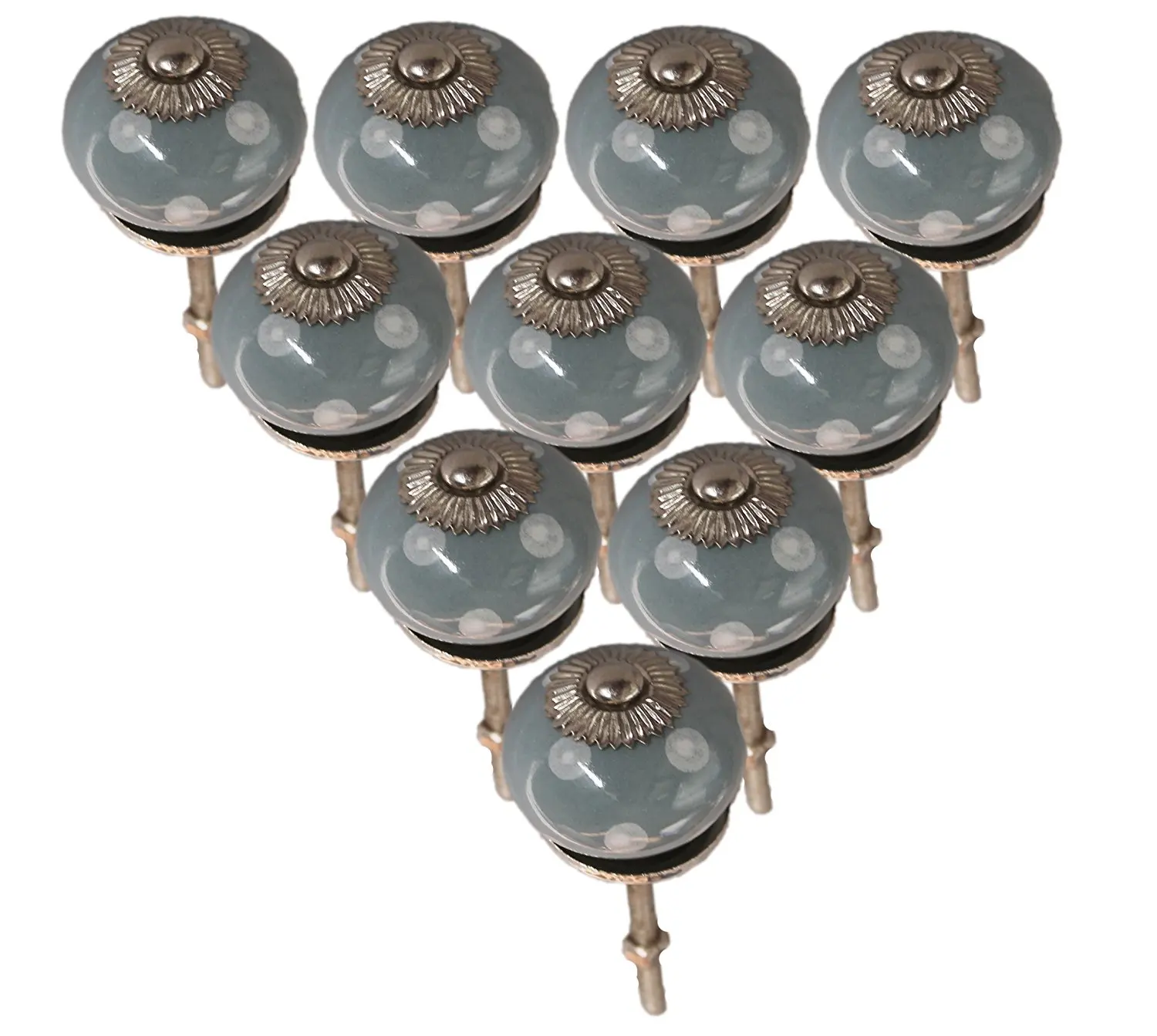 PARIJAT HANDICRAFT Set of 10 Hand Painted Ceramic Door Knobs Cupboard Wardrobe Cabinet Drawer Pulls Door Knobs