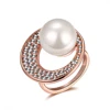 Prong Setting Jewelry Imitation Pearl With Czech Drill Plated 18K Gold Gold Pearl Rings