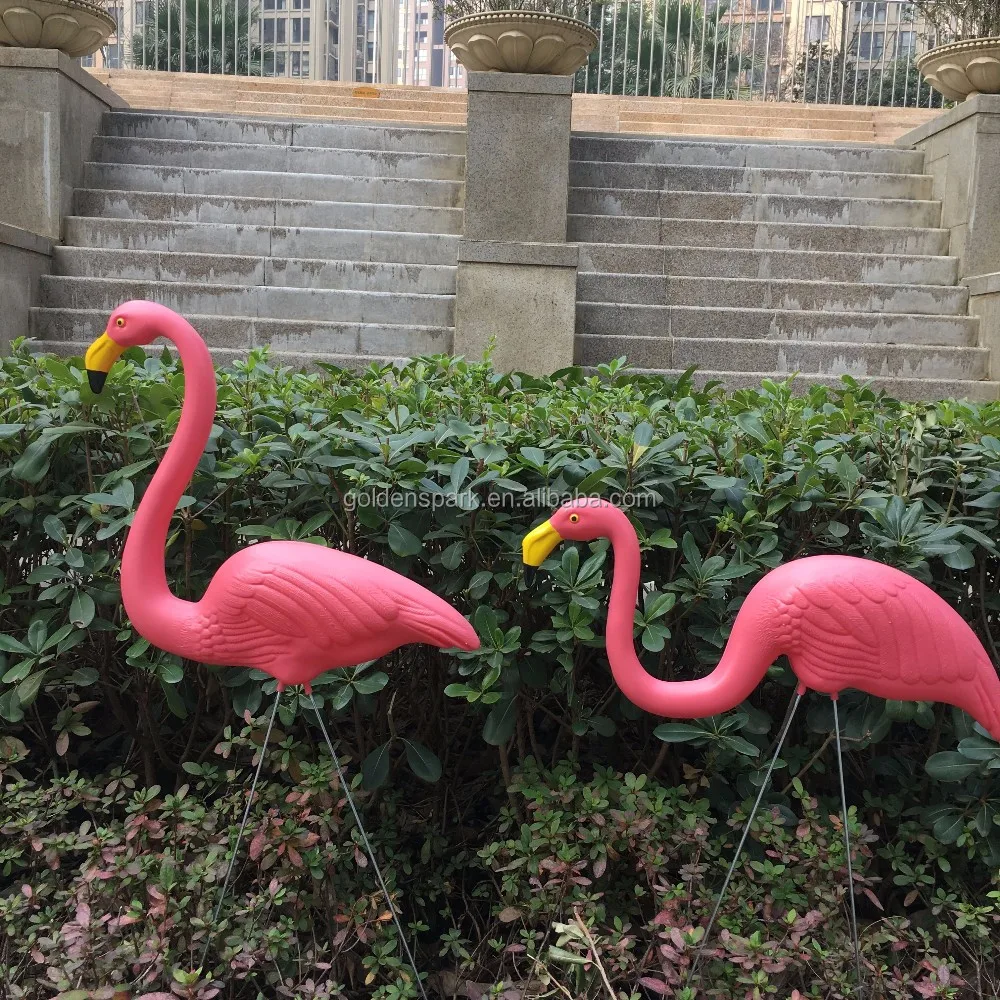 Pair Of Pink Lawn Pond Garden Plastic Flamingo Ornaments Party