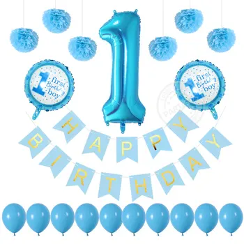 Partigos 1st Happy Birthday Balloons Set Party Foil Helium Balloons