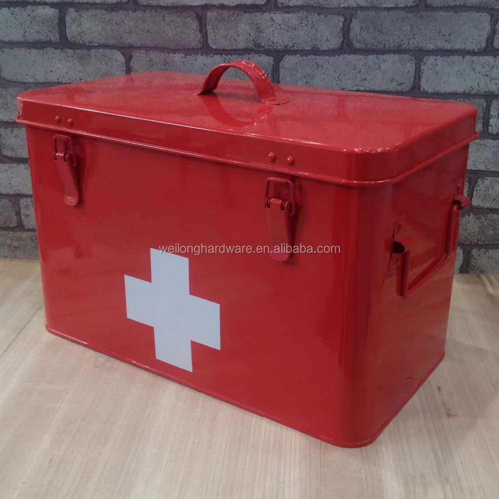 Retro Square Galvanized Iron First Aid Box Metal Box With Handle And Lid Buy Galvanized