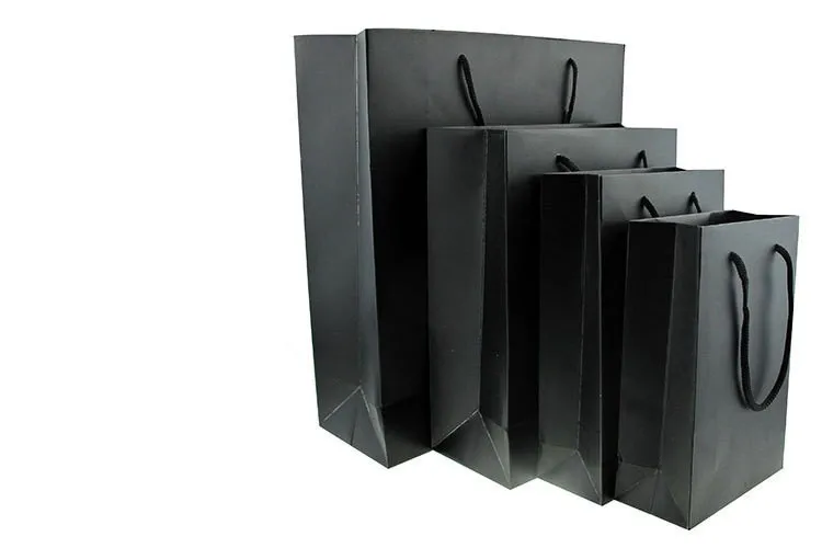Custom Black Glossy Art Paper Packing Paper Bags For Shopping and Gifts.jpg