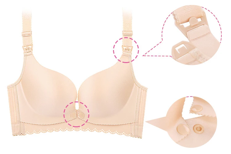 New Fashionable Seamless Cotton Lace Front Open Maternity Nursing Bra.jpg