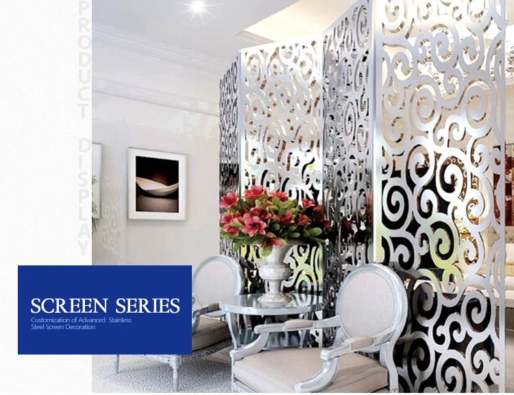 Stainless steel golden wall art divider screens fashionable room divider designs living room partition