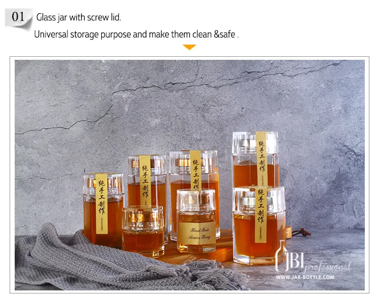 Free sample 150ml lead-free small bee honey packing glass bottle with screw cap