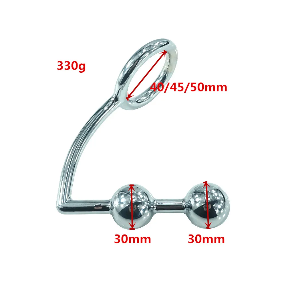 Funny Steel Cock Ring With Two Anal Ball Plug Hook Sex Toy Buy Steel