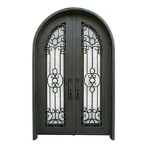 Высокое качество круглый Топ арки Топ Двойной вход кованого железа передней двери