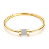 Fashion Jewelry Stainless Steel Cubic Zircon Cable Wire Twisted Cuff Bangle Bracelets for Women