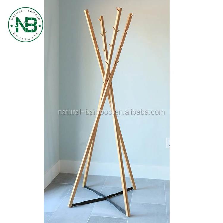 Freestanding Entryway Bamboo Coat Tree Bamboo Clothes Rack Buy Bamboo