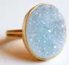 Customized 18k Gold Over sterling silver agate druzy jewelry ring
